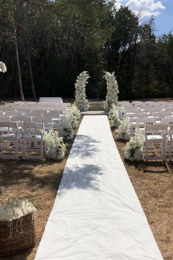 Aisle runner on wood.
